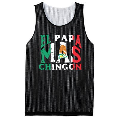 Fathers Day El Papa Mas Chingon Funny Mexican Dad Spanish Mesh Reversible Basketball Jersey Tank