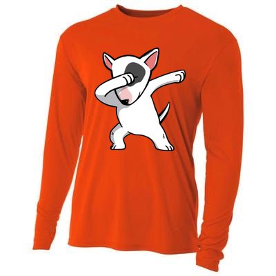 Funny Dabbing English Bull Terrier Dog Birthday Party Gift Funny Gift Cooling Performance Long Sleeve Crew