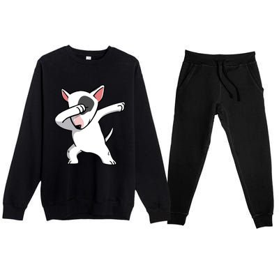 Funny Dabbing English Bull Terrier Dog Birthday Party Gift Funny Gift Premium Crewneck Sweatsuit Set