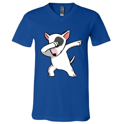 Funny Dabbing English Bull Terrier Dog Birthday Party Gift Funny Gift V-Neck T-Shirt