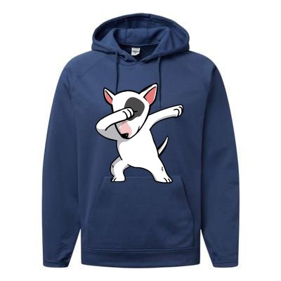 Funny Dabbing English Bull Terrier Dog Birthday Party Gift Funny Gift Performance Fleece Hoodie