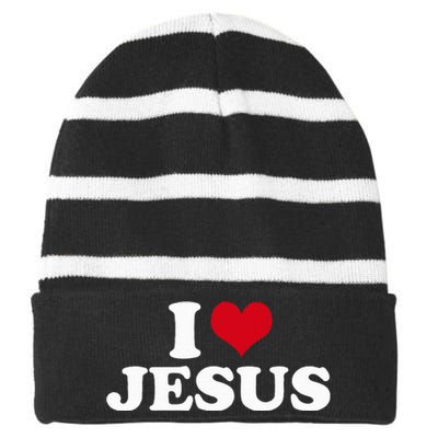 Faithful Devotion Embrace Your Love for Jesus Striped Beanie with Solid Band