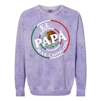 Father Day El Papa Mas Chingon Funny Mexican Dad Colorblast Crewneck Sweatshirt