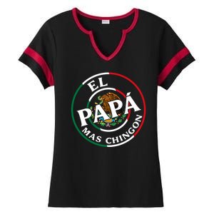 Father Day El Papa Mas Chingon Funny Mexican Dad Ladies Halftime Notch Neck Tee