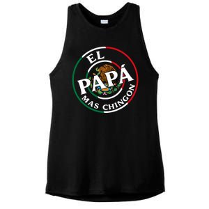 Father Day El Papa Mas Chingon Funny Mexican Dad Ladies PosiCharge Tri-Blend Wicking Tank