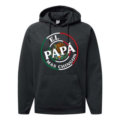 Father Day El Papa Mas Chingon Funny Mexican Dad Performance Fleece Hoodie