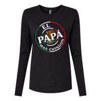 Father Day El Papa Mas Chingon Funny Mexican Dad Womens Cotton Relaxed Long Sleeve T-Shirt