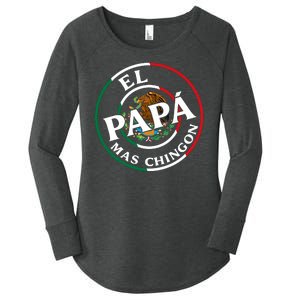 Father Day El Papa Mas Chingon Funny Mexican Dad Women's Perfect Tri Tunic Long Sleeve Shirt