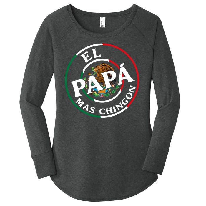 Father Day El Papa Mas Chingon Funny Mexican Dad Women's Perfect Tri Tunic Long Sleeve Shirt