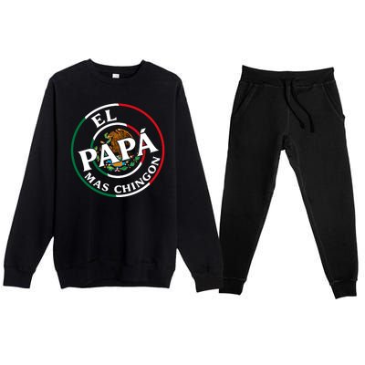 Father Day El Papa Mas Chingon Funny Mexican Dad Premium Crewneck Sweatsuit Set