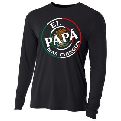 Father Day El Papa Mas Chingon Funny Mexican Dad Cooling Performance Long Sleeve Crew