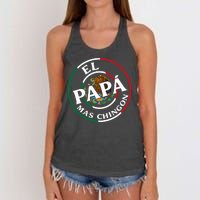 Father Day El Papa Mas Chingon Funny Mexican Dad Women's Knotted Racerback Tank