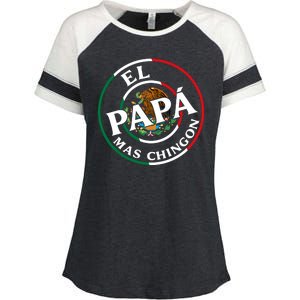 Father Day El Papa Mas Chingon Funny Mexican Dad Enza Ladies Jersey Colorblock Tee