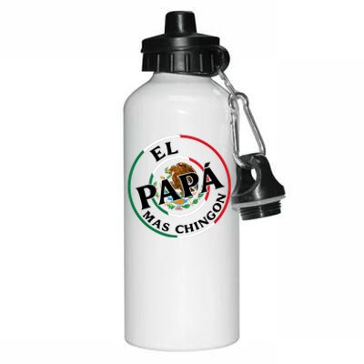 Father Day El Papa Mas Chingon Funny Mexican Dad Aluminum Water Bottle