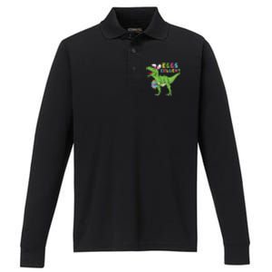 Funny Dinosaur Easter Bunny Eggs Cellent Easter Day Performance Long Sleeve Polo