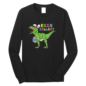 Funny Dinosaur Easter Bunny Eggs Cellent Easter Day Long Sleeve Shirt