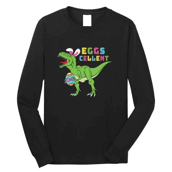 Funny Dinosaur Easter Bunny Eggs Cellent Easter Day Long Sleeve Shirt