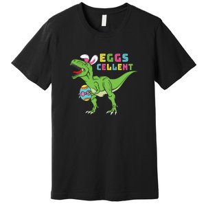 Funny Dinosaur Easter Bunny Eggs Cellent Easter Day Premium T-Shirt