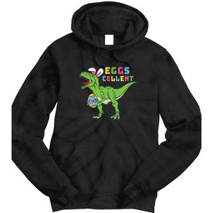 Funny Dinosaur Easter Bunny Eggs Cellent Easter Day Tie Dye Hoodie