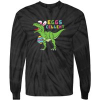 Funny Dinosaur Easter Bunny Eggs Cellent Easter Day Tie-Dye Long Sleeve Shirt