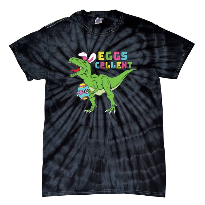 Funny Dinosaur Easter Bunny Eggs Cellent Easter Day Tie-Dye T-Shirt