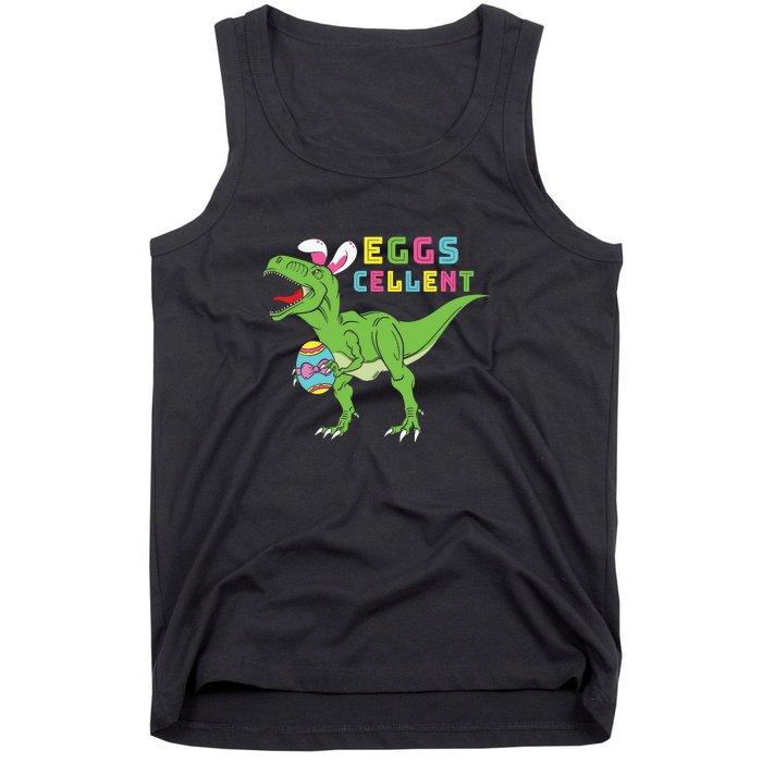 Funny Dinosaur Easter Bunny Eggs Cellent Easter Day Tank Top