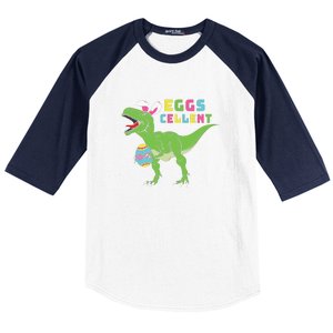 Funny Dinosaur Easter Bunny Eggs Cellent Easter Day Baseball Sleeve Shirt