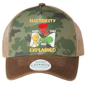 Funny Design Electricity Explained Electrician Electricity Legacy Tie Dye Trucker Hat