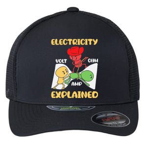 Funny Design Electricity Explained Electrician Electricity Flexfit Unipanel Trucker Cap