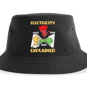 Funny Design Electricity Explained Electrician Electricity Sustainable Bucket Hat