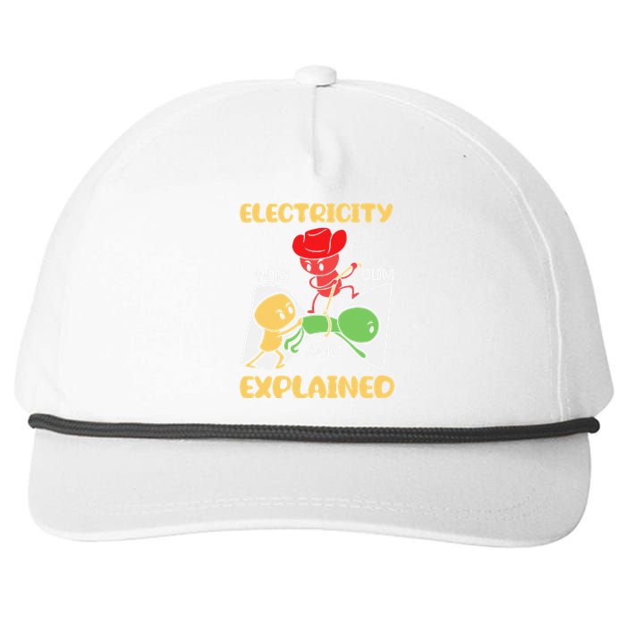 Funny Design Electricity Explained Electrician Electricity Snapback Five-Panel Rope Hat