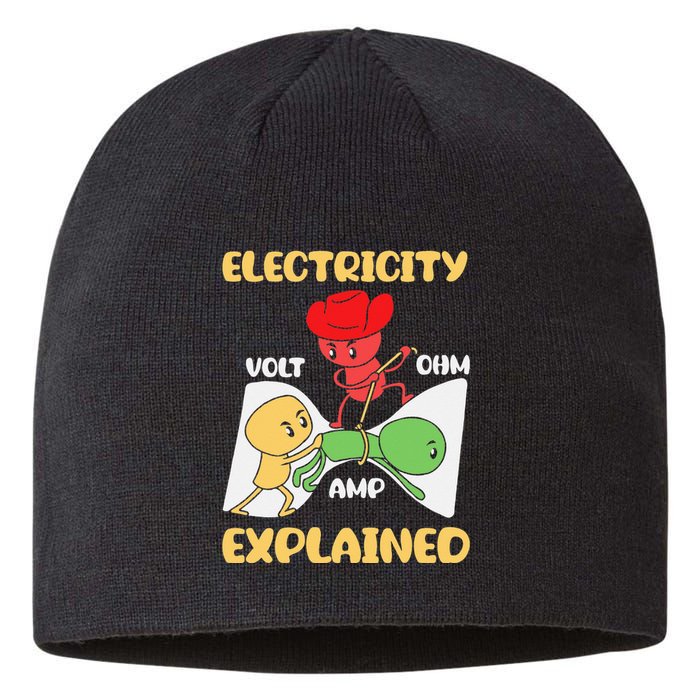 Funny Design Electricity Explained Electrician Electricity Sustainable Beanie