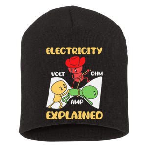 Funny Design Electricity Explained Electrician Electricity Short Acrylic Beanie