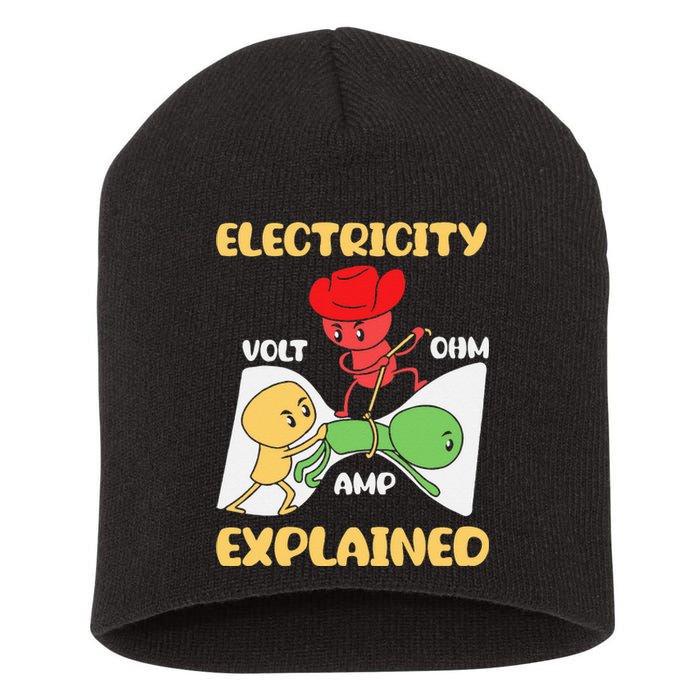 Funny Design Electricity Explained Electrician Electricity Short Acrylic Beanie