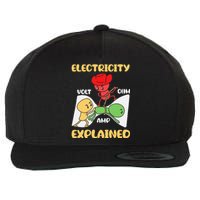 Funny Design Electricity Explained Electrician Electricity Wool Snapback Cap