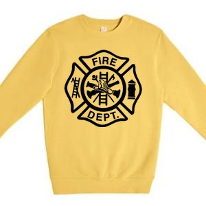 Fire Dept Emblem Badge Firefighter Logo Premium Crewneck Sweatshirt