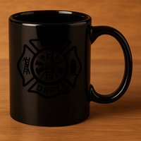 Fire Dept Emblem Badge Firefighter Logo 11oz C Handle Ceramic Mug