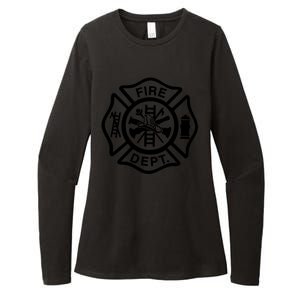 Fire Dept Emblem Badge Firefighter Logo Womens CVC Long Sleeve Shirt