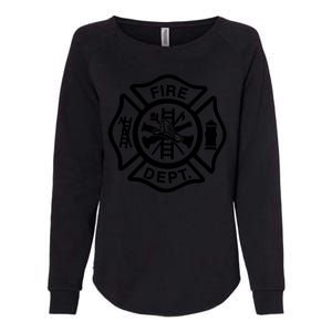 Fire Dept Emblem Badge Firefighter Logo Womens California Wash Sweatshirt