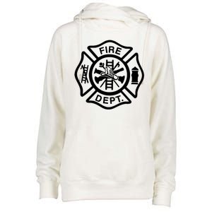 Fire Dept Emblem Badge Firefighter Logo Womens Funnel Neck Pullover Hood