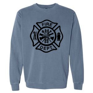 Fire Dept Emblem Badge Firefighter Logo Garment-Dyed Sweatshirt