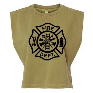 Fire Dept Emblem Badge Firefighter Logo Garment-Dyed Women's Muscle Tee