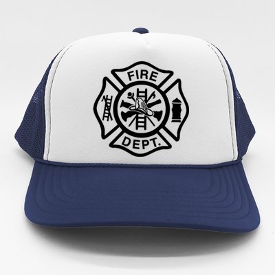 Fire Dept Emblem Badge Firefighter Logo Trucker Hat