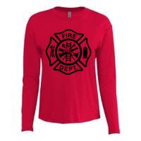 Fire Dept Emblem Badge Firefighter Logo Womens Cotton Relaxed Long Sleeve T-Shirt