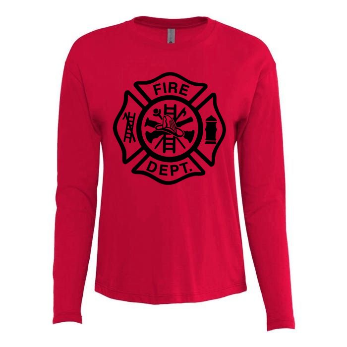 Fire Dept Emblem Badge Firefighter Logo Womens Cotton Relaxed Long Sleeve T-Shirt