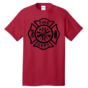 Fire Dept Emblem Badge Firefighter Logo Tall T-Shirt