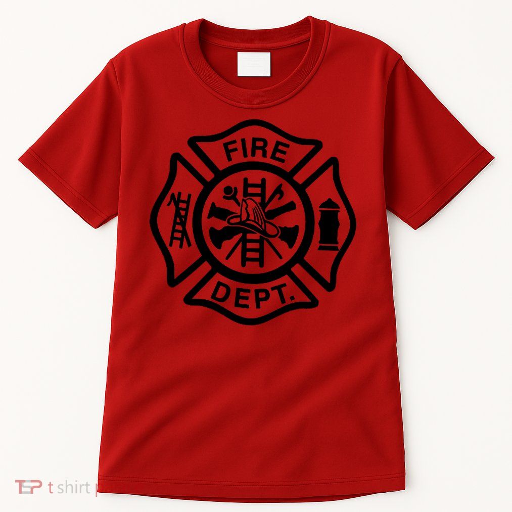 Fire Dept Emblem Badge Firefighter Logo Tall T-Shirt