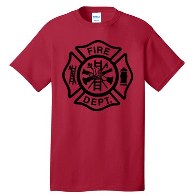 Fire Dept Emblem Badge Firefighter Logo Tall T-Shirt