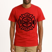 Fire Dept Emblem Badge Firefighter Logo Tall T-Shirt