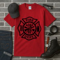 Fire Dept Emblem Badge Firefighter Logo Tall T-Shirt